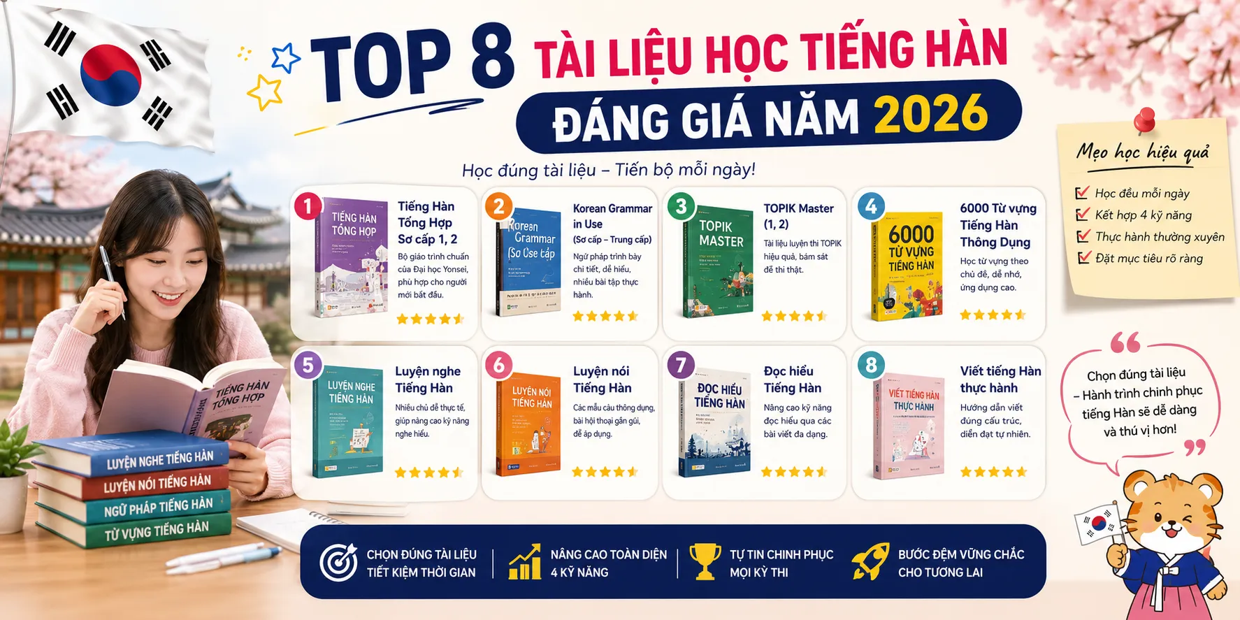 Top 8 tài liệu học tiếng Hàn đáng giá năm 2026